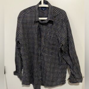 Paul Fredrick Navy and Yellow Plaid Shirt